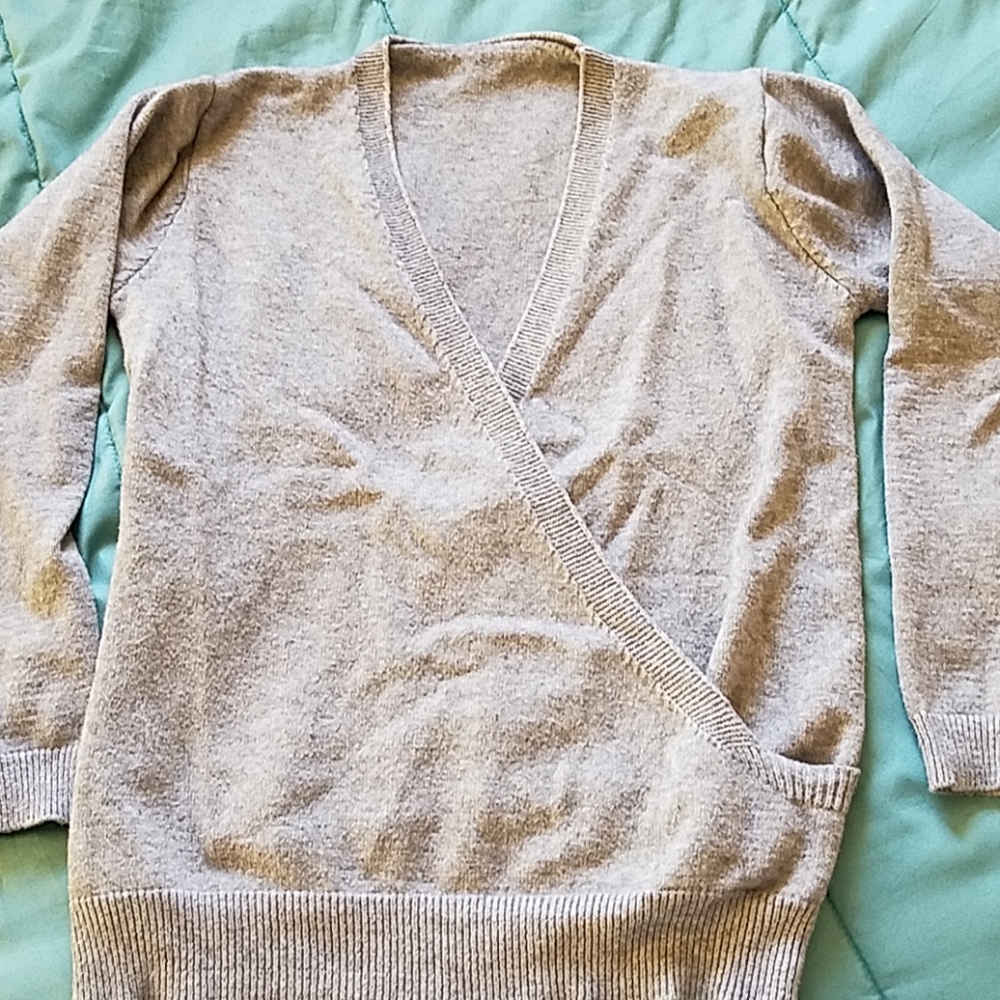 Grey wrap sweater